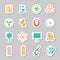 Science stickers icons set