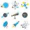 Science stuff icon Universe Solar system Planet Rocket Cartoon Vector