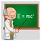 Science teacher teaching in the classroom. Vector illustration