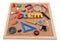 Science Technology Engineering Mathematics. STEM word on cork board with education equipment for background.