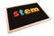 Science Technology Engineering Mathematics. STEM word on school blackboard for background.