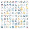 Science and Technology Isolated Vector icons set consist with medical lab, chemistry, plane, mobile, and dna