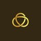 Science technology symbol. Gold knot of gold thread. Simple labyrinth, celtic mascot. Isolated unusual infinity sign