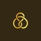 Science technology symbol. Gold knot of gold thread. Simple labyrinth, celtic mascot. Isolated unusual infinity sign