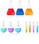 Science test tube and beaker icon set