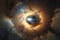 Scientific astronomical background, bright quasar in deep space. Generative AI