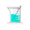 Scientific Beaker & Shaker with chemical liquid - Laboratory glassware icon 4. Flat design concept. Vector illustration.