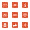 Scientific cognition icons set, grunge style