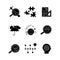 Scientific fields black glyph icons set on white space
