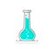 Scientific Flask with chemical liquid - Laboratory glassware icon 1. Flat design concept. Vector illustration.