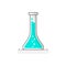 Scientific Flask with chemical liquid - Laboratory glassware icon 2. Flat design concept. Vector illustration