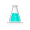 Scientific flask erlenmeyer with chemical liquid -