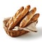 Scientific Graphy of Baguette in Wicker Basket AI Generated