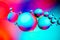 Scientific image of cell membrane. Macro up of liquid substances. Abstract molecule atom structure. Water bubbles. Macro shot of