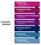 The scientific method diagram. Observing, problematizing, formulating hypotheses, getting results, finishing, publishing.