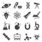 Scientific study and research glyph vector icons set