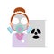 Scientific woman with protection mask radiation barrel hazard