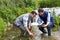 Scientist and biologist working together on water analysis