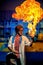 Scientist with burning arm