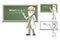 Scientist Cartoon Character Holding a Chalk