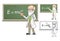 Scientist Cartoon Character Holding a Pointer Stick