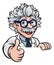 Scientist Cartoon Character Sign Thumbs Up