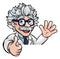 Scientist Cartoon Character Sign Thumbs Up