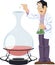 Scientist chemist conducts experiments. Funny people