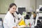 Scientist doing chemical test in laboratory