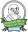 Scientist Dove in Commemorative Button for Science and Peace Week, Vector Illustration