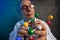 Scientist examining the building blocks of model molecules