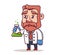 A scientist with a flask in his hands. bearded man