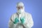 Scientist with Hazmat suit