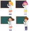 Scientist kids with chalkboard template