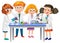 Scientist kids doing chemical experiment