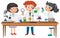 Scientist kids doing chemical experiment