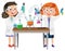 Scientist kids doing chemical experiment