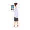Scientist in Lab, Woman in White Coat Doing Scientifical Researches with Laboratory Equipment Vector Illustration on