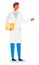 Scientist, laboratory assistant or doctor in a white coat with a folder. Flat vector image