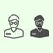 Scientist line and solid icon. Researcher or chemist man in spectacles outline style pictogram on white background