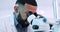 Scientist, man and microscope in laboratory for research, DNA analysis and pharmaceutical development or medical study