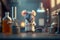 Scientist mouse in lab coat ready for science, medicine research. Laboratory blurred background. World Day For Animals