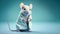 Scientist mouse in lab coat ready for science, medicine research. Laboratory blurred background. World Day For Animals