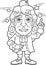 Scientist physicist Isaac Newton, coloring book, funny illustration