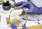 Scientist Police hold murder victim comb to find dna in crime lab