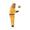 Scientist in Radiation Protective Suit Working with Dangerous Nuclear Chemicals Vector Illustration