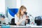 Scientist researcher using microscope in laboratory. Medical healthcare technology and pharmaceutical research and