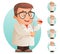 Scientist with Test-tube Icon Retro 3d Cartoon Design Character Mobile Game Vector Illustration