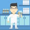 Scientist with test tube vector illustration.