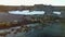 Scientist and tourists on feeding base of walruses on New Earth Vaigach Island.